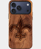 Eco-friendly New Orleans Saints iPhone 17 Pro Max Case - Carved Wood Custom New Orleans Saints Gift For Him - Monogrammed Personalized iPhone 17 Pro Max Cover By Engraved In Nature