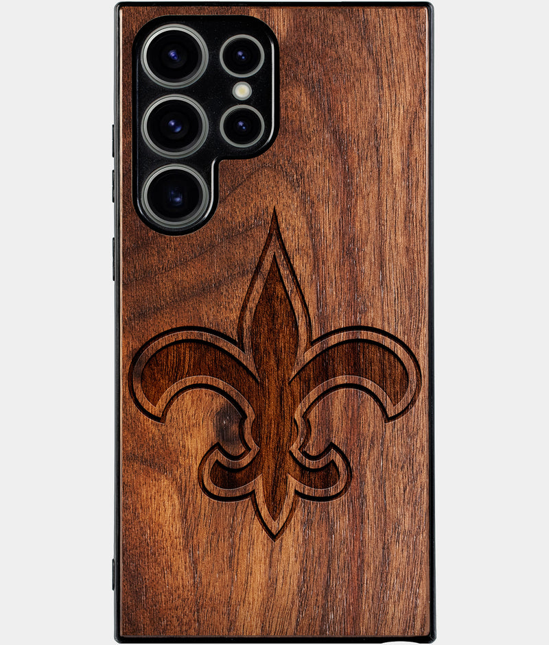 Best Wood New Orleans Saints Samsung Galaxy S25 Ultra Case - Custom Engraved Cover - Engraved In Nature