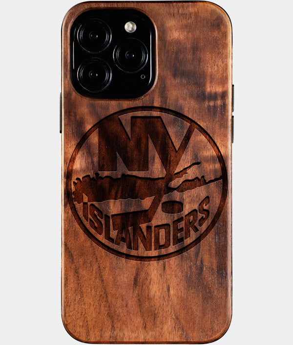 Custom New York Islanders iPhone 16/16 Pro/16 Pro Max/16 Plus Case - Wood Islanders Cover - Eco-friendly New York Islanders iPhone 16 Case - Carved Wood Custom New York Islanders Gift For Him - Monogrammed Personalized iPhone 16 Cover By Engraved In Nature