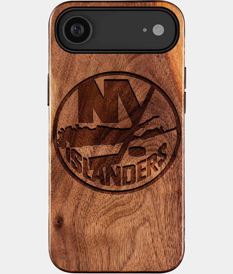 Eco-friendly New York Islanders iPhone 17 Air Case - Carved Wood Custom New York Islanders Gift For Him - Monogrammed Personalized iPhone 17 Air Cover By Engraved In Nature