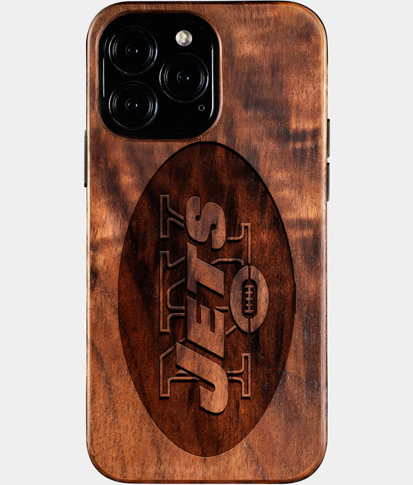 Custom New York Jets iPhone 16/16 Pro/16 Pro Max/16 Plus Case - Wood Jets Cover - Eco-friendly New York Jets iPhone 16 Case - Carved Wood Custom New York Jets Gift For Him - Monogrammed Personalized iPhone 16 Cover By Engraved In Nature