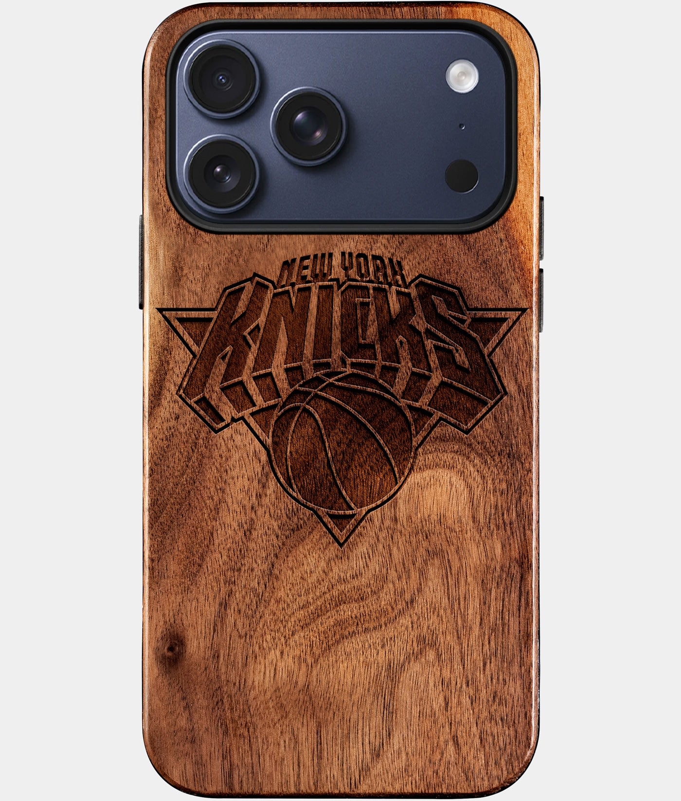 Eco-friendly New York Knicks iPhone 17 Pro Max Case - Carved Wood Custom New York Knicks Gift For Him - Monogrammed Personalized iPhone 17 Pro Max Cover By Engraved In Nature