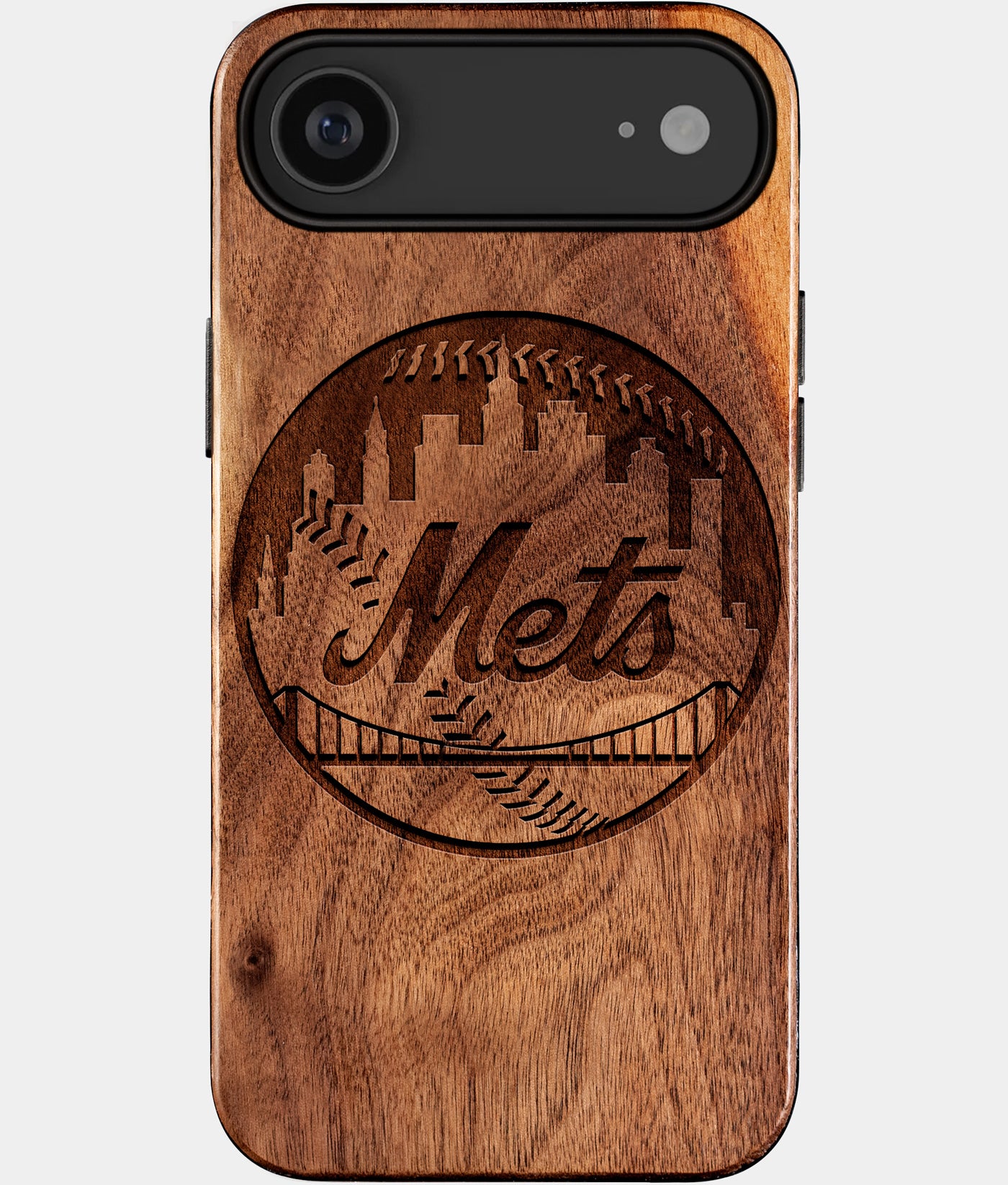 Eco-friendly New York Mets iPhone 17 Air Case - Carved Wood Custom New York Mets Gift For Him - Monogrammed Personalized iPhone 17 Air Cover By Engraved In Nature