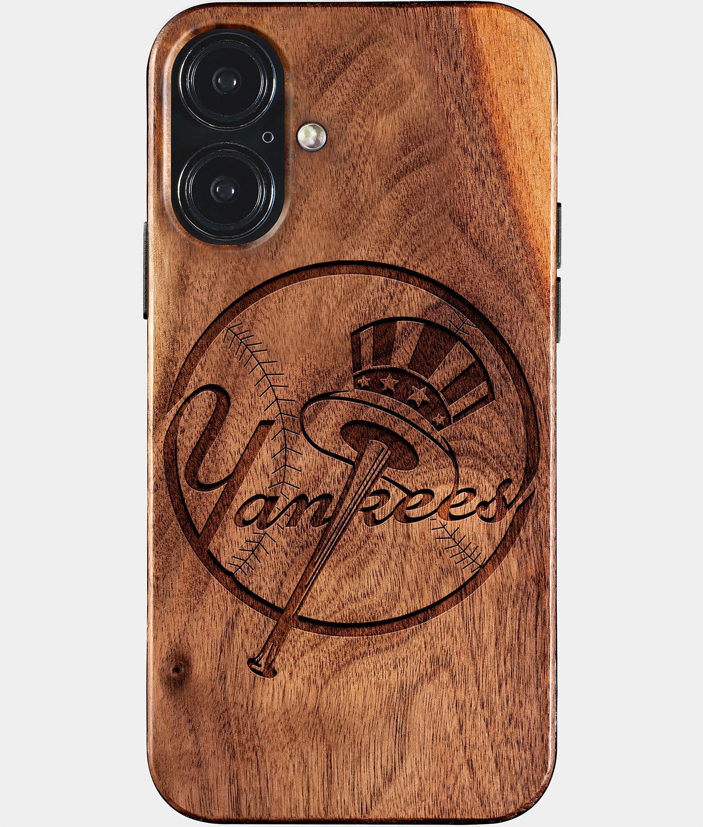Eco-friendly New York Yankees iPhone 17 Case - Carved Wood Custom New York Yankees Gift For Him - Monogrammed Personalized iPhone 17 Cover By Engraved In Nature