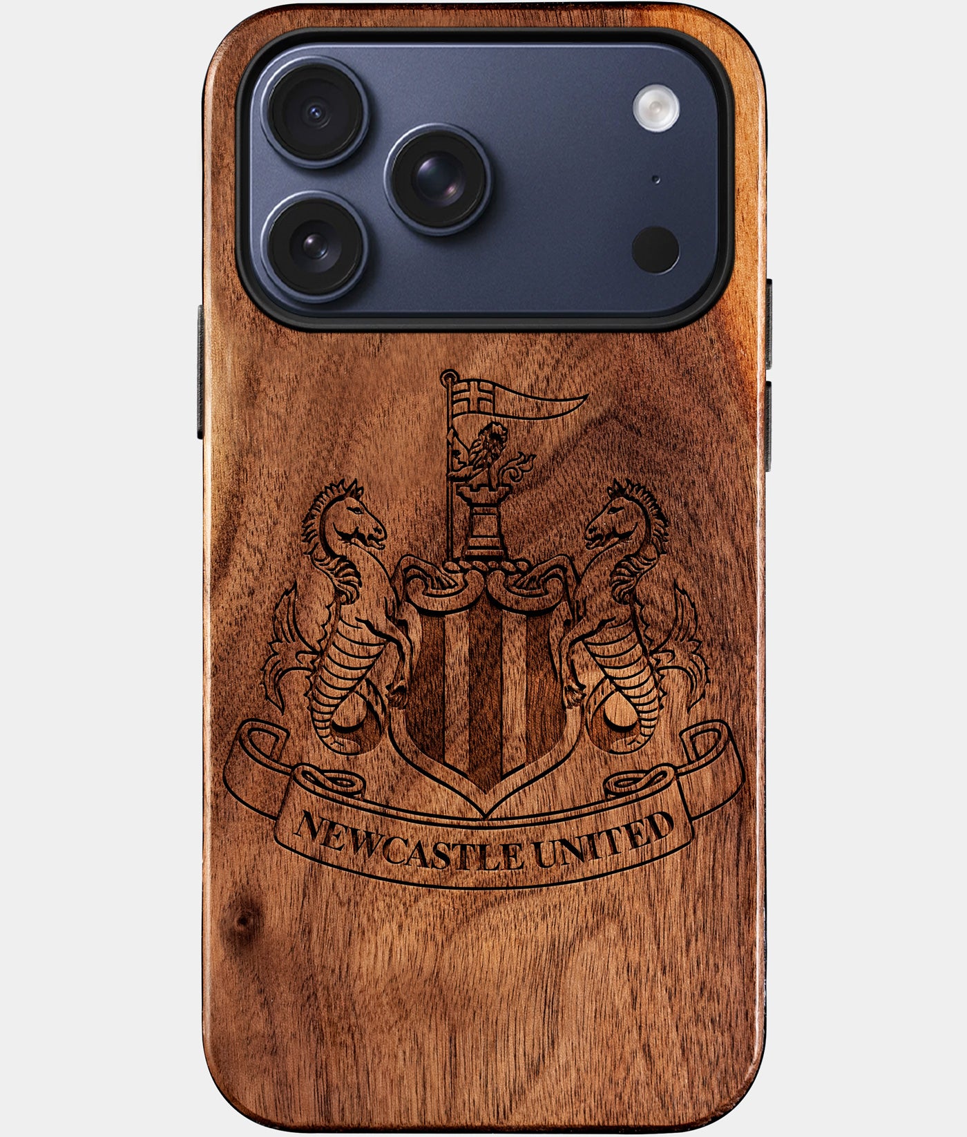 Eco-friendly Newcastle United FC iPhone 17 Pro Case - Carved Wood Custom Newcastle United FC Gift For Him - Monogrammed Personalized iPhone 17 Pro Cover By Engraved In Nature