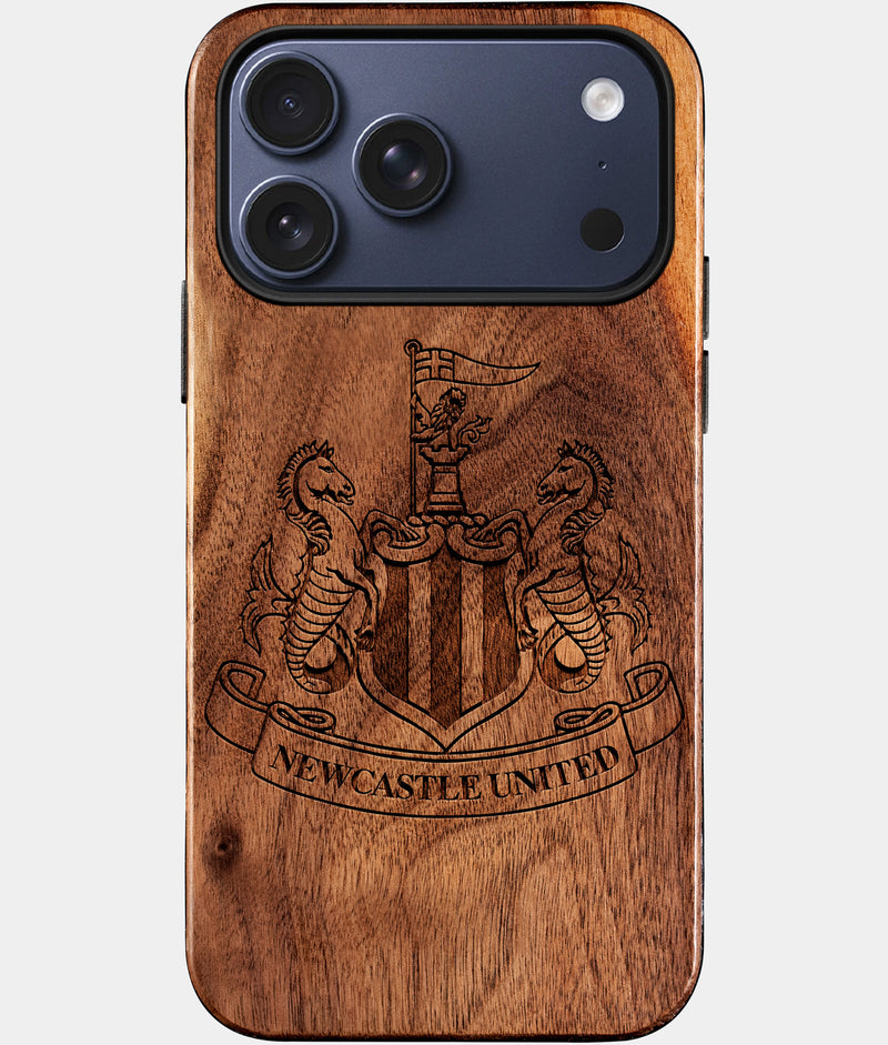 Eco-friendly Newcastle United FC iPhone 17 Pro Case - Carved Wood Custom Newcastle United FC Gift For Him - Monogrammed Personalized iPhone 17 Pro Cover By Engraved In Nature