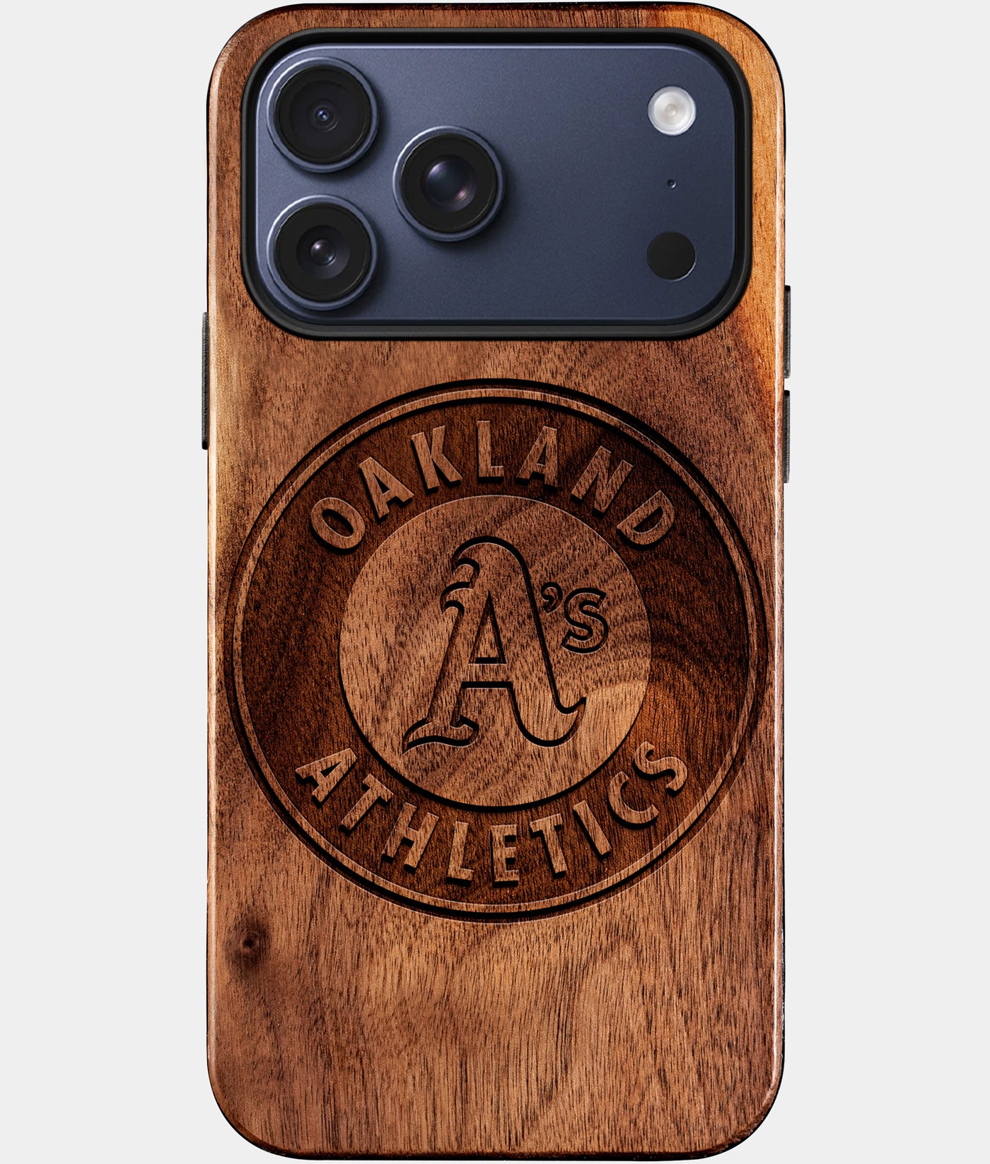 Eco-friendly Oakland Athletics iPhone 17 Pro Case - Carved Wood Custom Oakland Athletics Gift For Him - Monogrammed Personalized iPhone 17 Pro Cover By Engraved In Nature