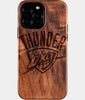 Custom OKC Thunder iPhone 16/16 Pro/16 Pro Max/16 Plus Case - Wood Wizards Cover - Eco-friendly OKC Thunder iPhone 16 Case - Carved Wood Custom OKC Thunder Gift For Him - Monogrammed Personalized iPhone 16 Cover By Engraved In Nature