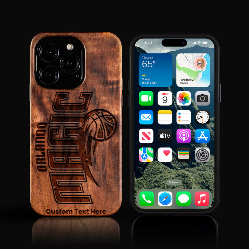 Custom Orlando Magic iPhone 16/16 Pro/16 Pro Max/16 Plus Case - Carved Wood Magic Cover