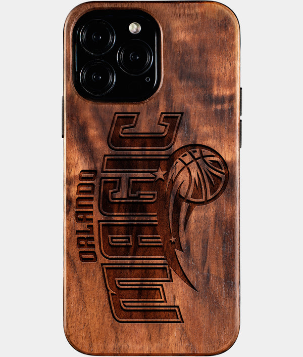 Custom Orlando Magic iPhone 16/16 Pro/16 Pro Max/16 Plus Case - Wood Magic Cover - Eco-friendly Orlando Magic iPhone 16 Case - Carved Wood Custom Orlando Magic Gift For Him - Monogrammed Personalized iPhone 16 Cover By Engraved In Nature