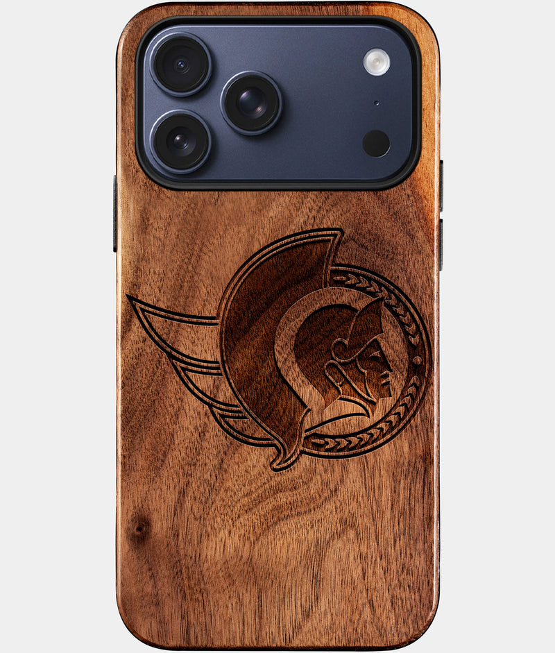 Eco-friendly Ottawa Senators iPhone 17 Pro Case - Carved Wood Custom Ottawa Senators Gift For Him - Monogrammed Personalized iPhone 17 Pro Cover By Engraved In Nature