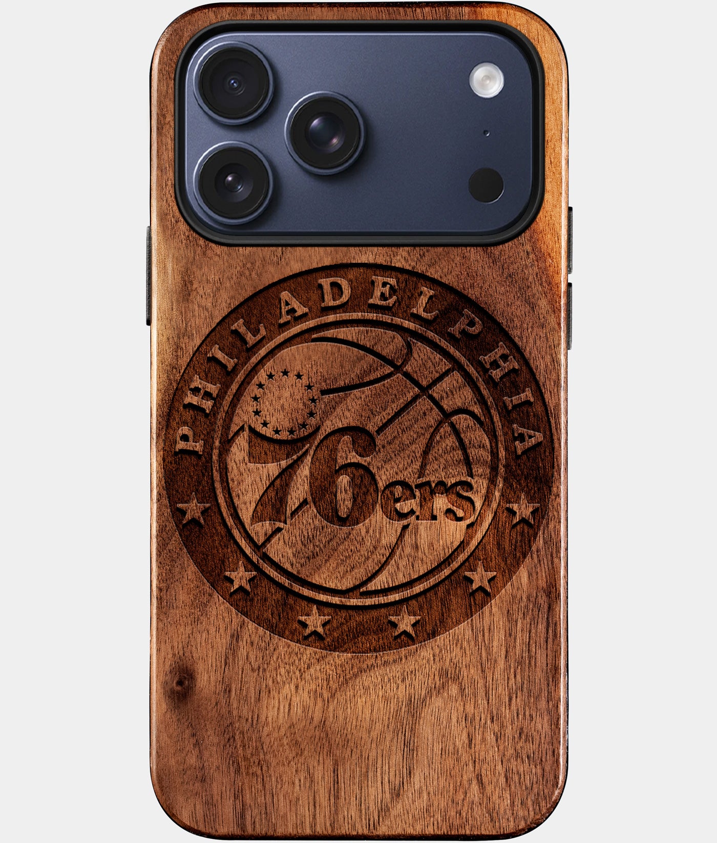 Custom Philadelphia 76Ers iPhone 17/17 Pro/17 Pro Max/17 Air Case - Wood 76Ers Cover - Eco-friendly Philadelphia 76Ers iPhone 17 Case - Carved Wood Custom Philadelphia 76Ers Gift For Him - Monogrammed Personalized iPhone 17 Cover By Engraved In Nature