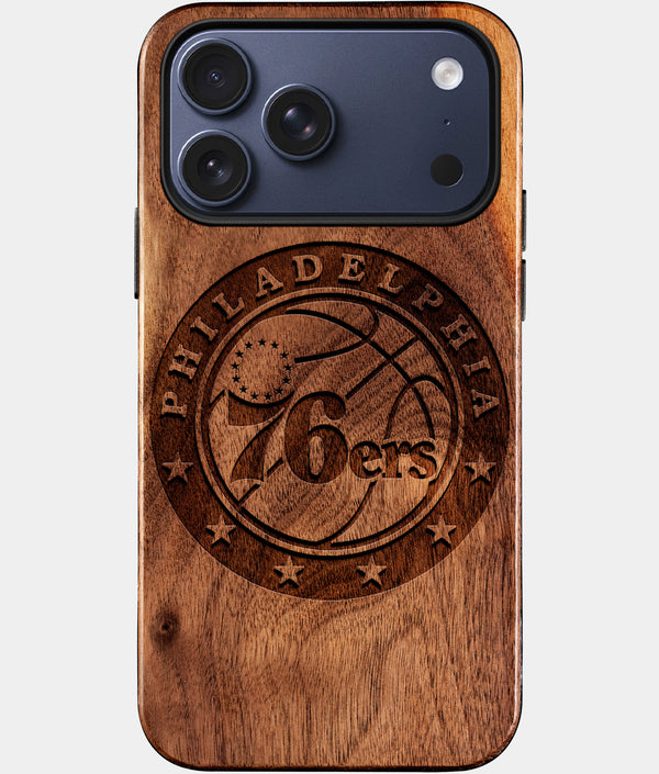 Custom Philadelphia 76Ers iPhone 17/17 Pro/17 Pro Max/17 Air Case - Wood 76Ers Cover - Eco-friendly Philadelphia 76Ers iPhone 17 Case - Carved Wood Custom Philadelphia 76Ers Gift For Him - Monogrammed Personalized iPhone 17 Cover By Engraved In Nature