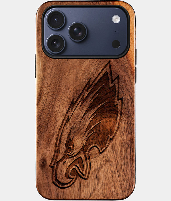Custom Philadelphia Eagles iPhone 17/17 Pro/17 Pro Max/17 Air Case - Wood Eagles Cover - Eco-friendly Philadelphia Eagles iPhone 17 Case - Carved Wood Custom Philadelphia Eagles Gift For Him - Monogrammed Personalized iPhone 17 Cover By Engraved In Nature