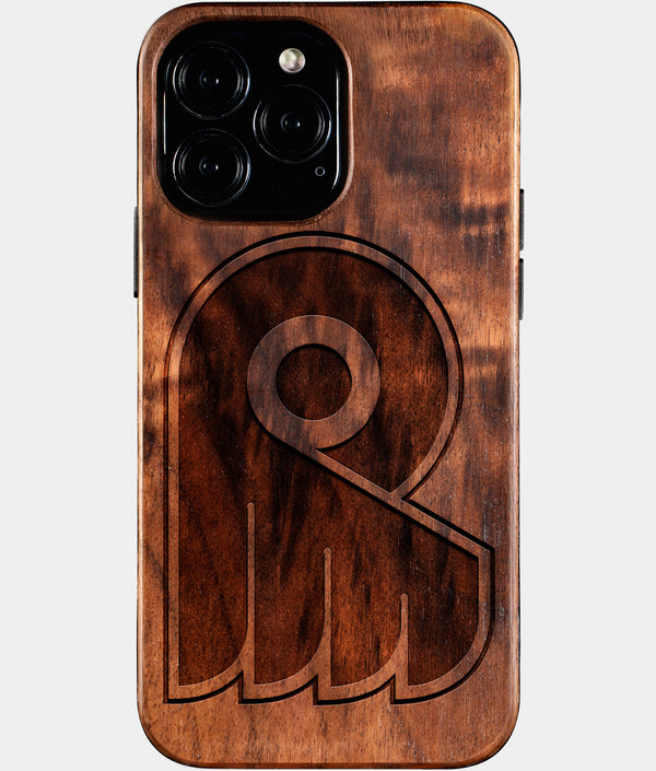 Custom Philadelphia Flyers iPhone 16/16 Pro/16 Pro Max/16 Plus Case - Wood Flyers Cover - Eco-friendly Philadelphia Flyers iPhone 16 Case - Carved Wood Custom Philadelphia Flyers Gift For Him - Monogrammed Personalized iPhone 16 Cover By Engraved In Nature