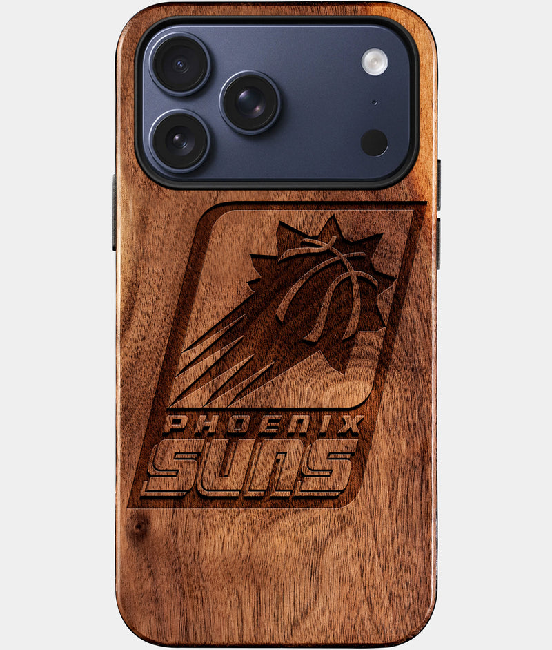 Eco-friendly Phoenix Suns iPhone 17 Pro Max Case - Carved Wood Custom Phoenix Suns Gift For Him - Monogrammed Personalized iPhone 17 Pro Max Cover By Engraved In Nature