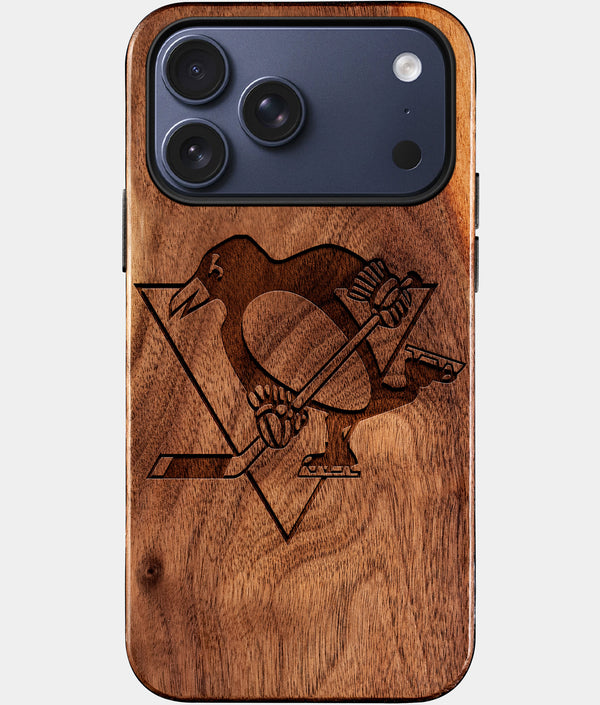 Custom Pittsburgh Penguins iPhone 17/17 Pro/17 Pro Max/17 Air Case - Wood Penguins Cover - Eco-friendly Pittsburgh Penguins iPhone 17 Case - Carved Wood Custom Pittsburgh Penguins Gift For Him - Monogrammed Personalized iPhone 17 Cover By Engraved In Nature