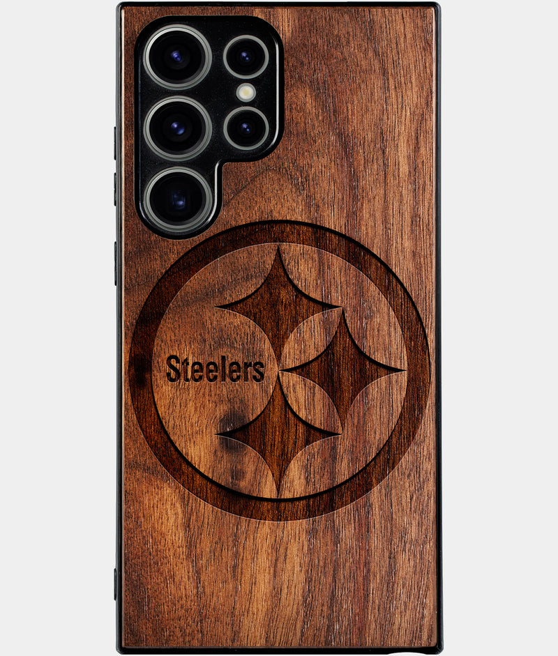 Best Wood Pittsburgh Steelers Samsung Galaxy S25 Ultra Case - Custom Engraved Cover - Engraved In Nature