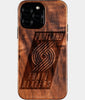 Custom Portland Trail Blazers iPhone 16/16 Pro/16 Pro Max/16 Plus Case - Wood TrailBlazers Cover - Eco-friendly Portland Trail Blazers iPhone 16 Case - Carved Wood Custom Portland Trail Blazers Gift For Him - Monogrammed Personalized iPhone 16 Cover By Engraved In Nature