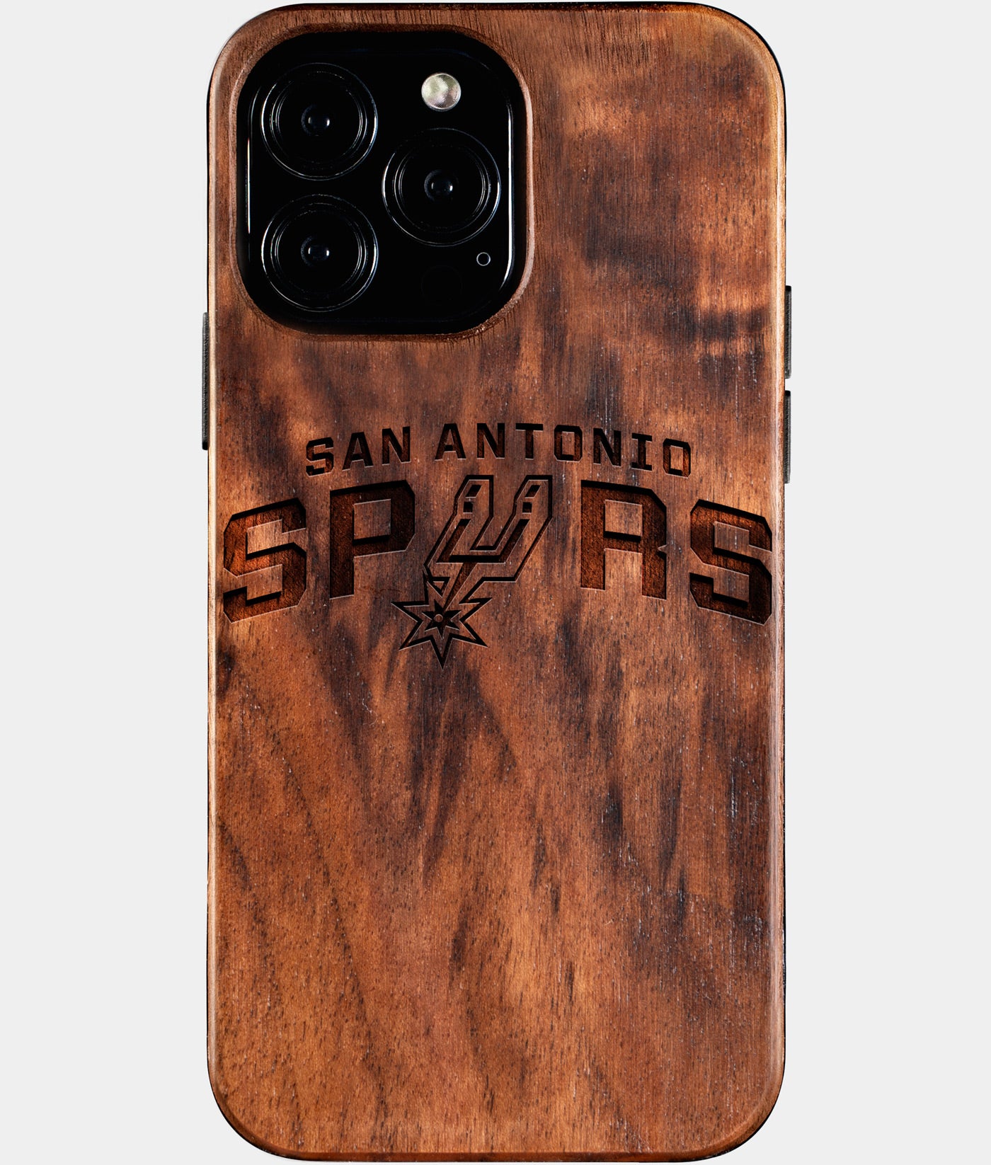 Custom San Antonio Spurs iPhone 16/16 Pro/16 Pro Max/16 Plus Case - Wood Spurs Cover - Eco-friendly San Antonio Spurs iPhone 16 Case - Carved Wood Custom San Antonio Spurs Gift For Him - Monogrammed Personalized iPhone 16 Cover By Engraved In Nature