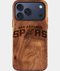 Eco-friendly San Antonio Spurs iPhone 17 Pro Max Case - Carved Wood Custom San Antonio Spurs Gift For Him - Monogrammed Personalized iPhone 17 Pro Max Cover By Engraved In Nature