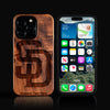 Custom San Diego Padres iPhone 16/16 Pro/16 Pro Max/16 Plus Case - Carved Wood Padres Cover