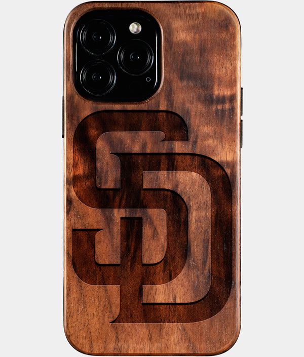 Custom San Diego Padres iPhone 16/16 Pro/16 Pro Max/16 Plus Case - Wood Padres Cover - Eco-friendly San Diego Padres iPhone 16 Case - Carved Wood Custom San Diego Padres Gift For Him - Monogrammed Personalized iPhone 16 Cover By Engraved In Nature