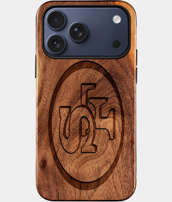Custom San Francisco 49ers iPhone 17/17 Pro/17 Pro Max/17 Air Case - Wood 49ers Cover - Eco-friendly San Francisco 49Ers iPhone 17 Case - Carved Wood Custom San Francisco 49Ers Gift For Him - Monogrammed Personalized iPhone 17 Cover By Engraved In Nature