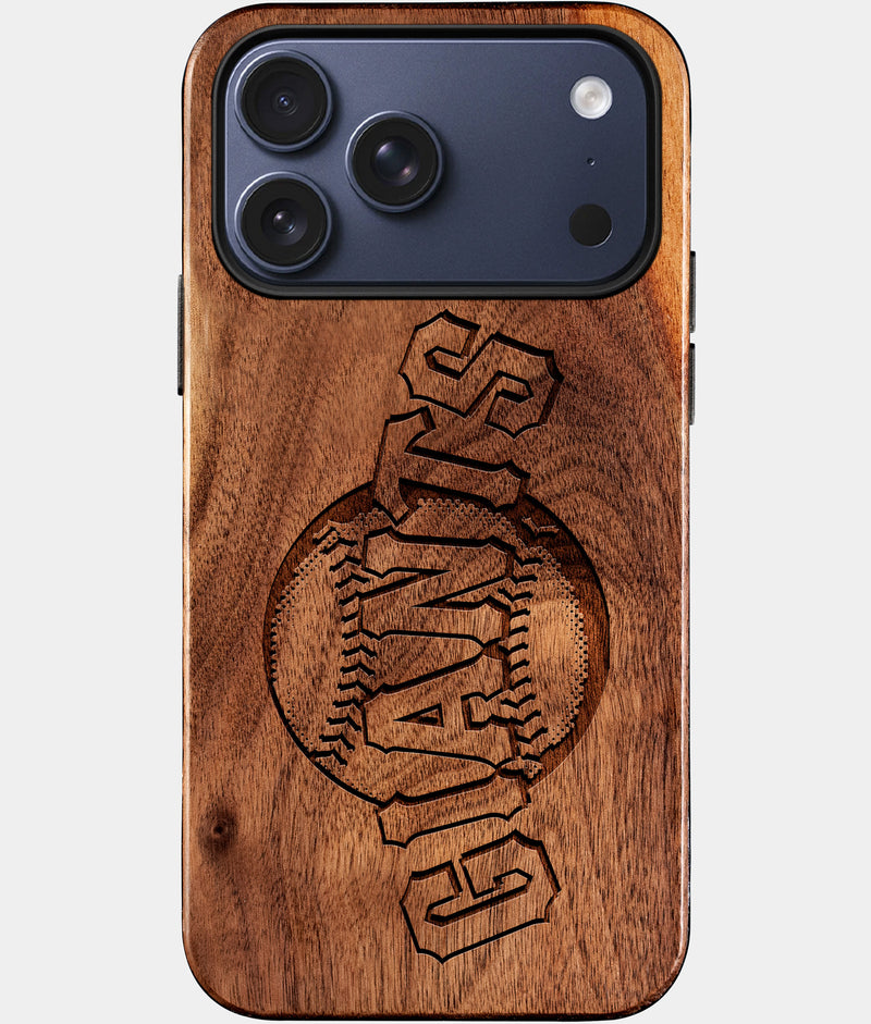 Eco-friendly San Francisco Giants iPhone 17 Pro Max Case - Carved Wood Custom San Francisco Giants Gift For Him - Monogrammed Personalized iPhone 17 Pro Max Cover By Engraved In Nature