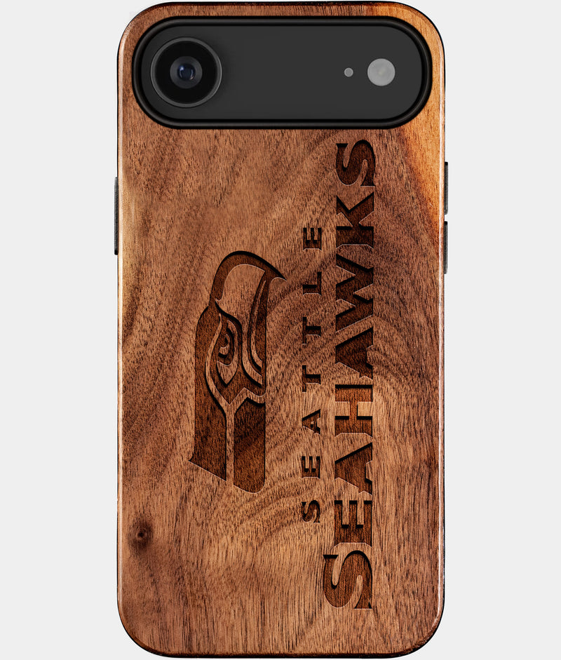 Eco-friendly Seattle Seahawks iPhone 17 Air Case - Carved Wood Custom Seattle Seahawks Gift For Him - Monogrammed Personalized iPhone 17 Air Cover By Engraved In Nature