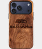 Eco-friendly Seattle Seahawks iPhone 17 Pro Max Case - Carved Wood Custom Seattle Seahawks Gift For Him - Monogrammed Personalized iPhone 17 Pro Max Cover By Engraved In Nature