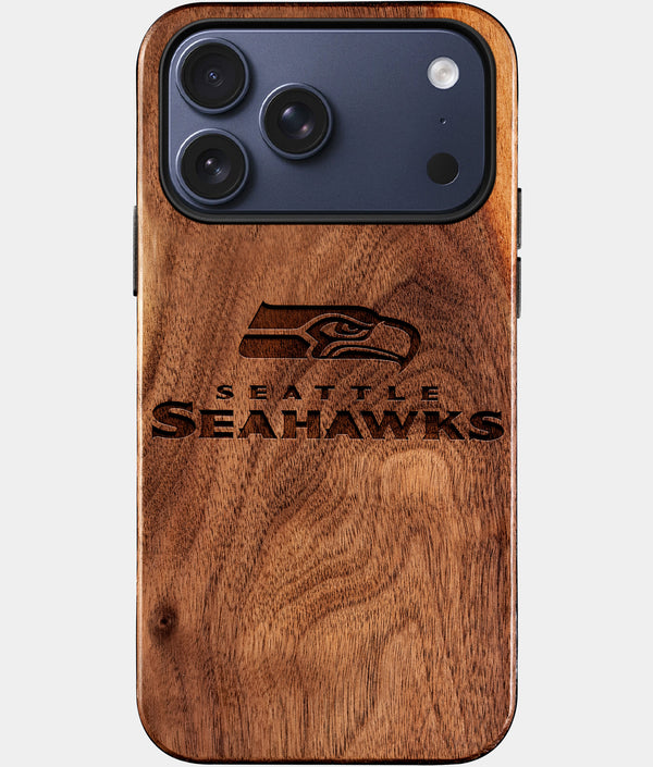 Custom Seattle Seahawks iPhone 17/17 Pro/17 Pro Max/17 Air Case - Wood Seahawks Cover - Eco-friendly Seattle Seahawks iPhone 17 Case - Carved Wood Custom Seattle Seahawks Gift For Him - Monogrammed Personalized iPhone 17 Cover By Engraved In Nature