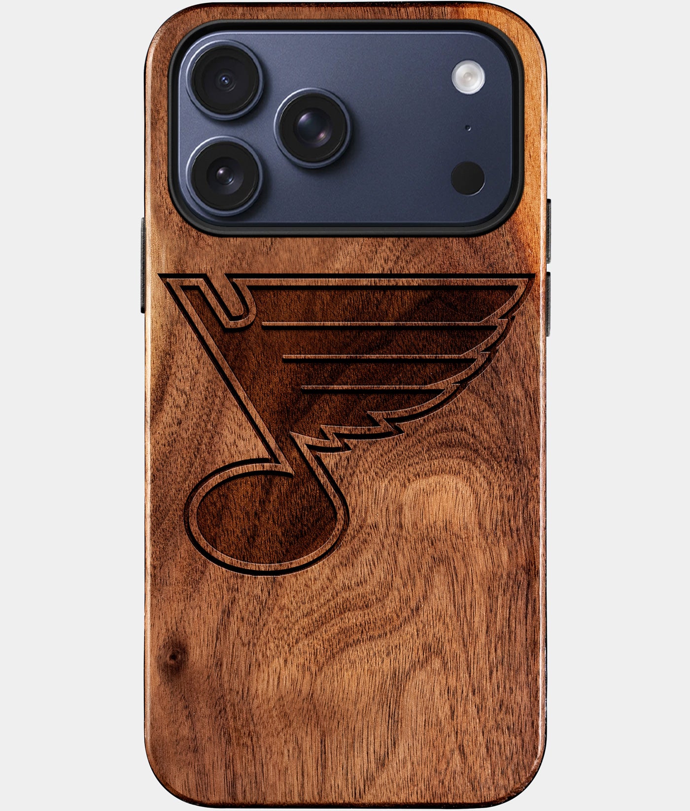 Eco-friendly St Louis Blues iPhone 17 Pro Max Case - Carved Wood Custom St Louis Blues Gift For Him - Monogrammed Personalized iPhone 17 Pro Max Cover By Engraved In Nature