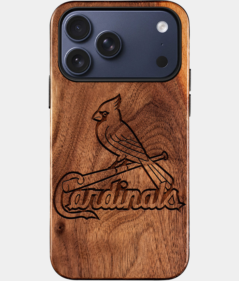 Eco-friendly St Louis Cardinals iPhone 17 Pro Max Case - Carved Wood Custom St Louis Cardinals Gift For Him - Monogrammed Personalized iPhone 17 Pro Max Cover By Engraved In Nature