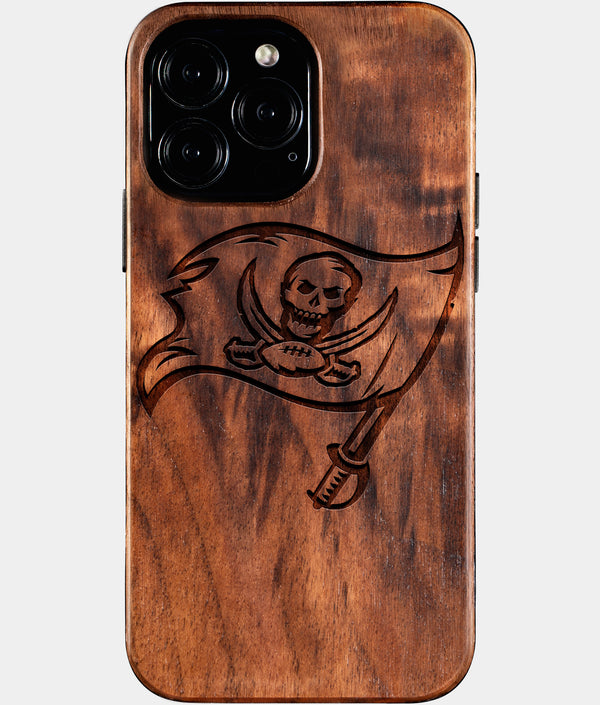 Custom Tampa Bay Buccaneers iPhone 16/16 Pro/16 Pro Max/16 Plus Case - Wood Buccaneers Cover - Eco-friendly Tampa Bay Buccaneers iPhone 16 Case - Carved Wood Custom Tampa Bay Buccaneers Gift For Him - Monogrammed Personalized iPhone 16 Cover By Engraved In Nature