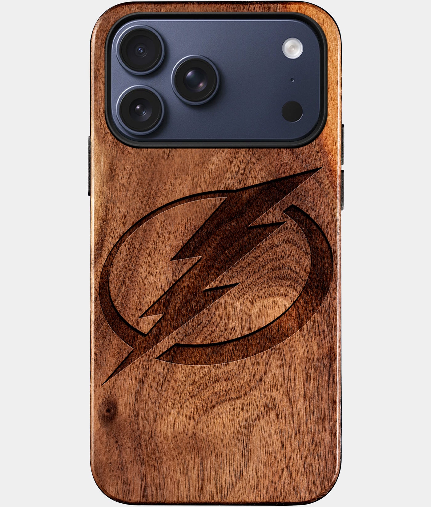 Eco-friendly Tampa Bay Lightning iPhone 17 Pro Case - Carved Wood Custom Tampa Bay Lightning Gift For Him - Monogrammed Personalized iPhone 17 Pro Cover By Engraved In Nature