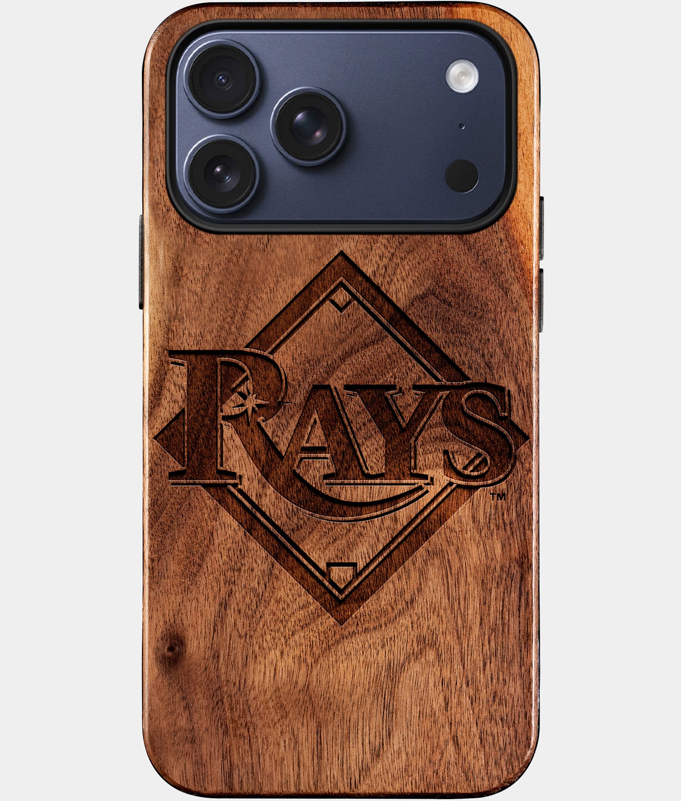 Eco-friendly Tampa Bay Rays iPhone 17 Pro Max Case - Carved Wood Custom Tampa Bay Rays Gift For Him - Monogrammed Personalized iPhone 17 Pro Max Cover By Engraved In Nature