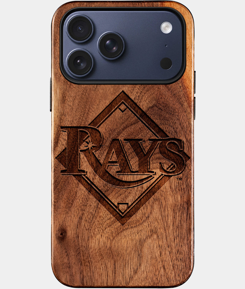 Eco-friendly Tampa Bay Rays iPhone 17 Pro Max Case - Carved Wood Custom Tampa Bay Rays Gift For Him - Monogrammed Personalized iPhone 17 Pro Max Cover By Engraved In Nature