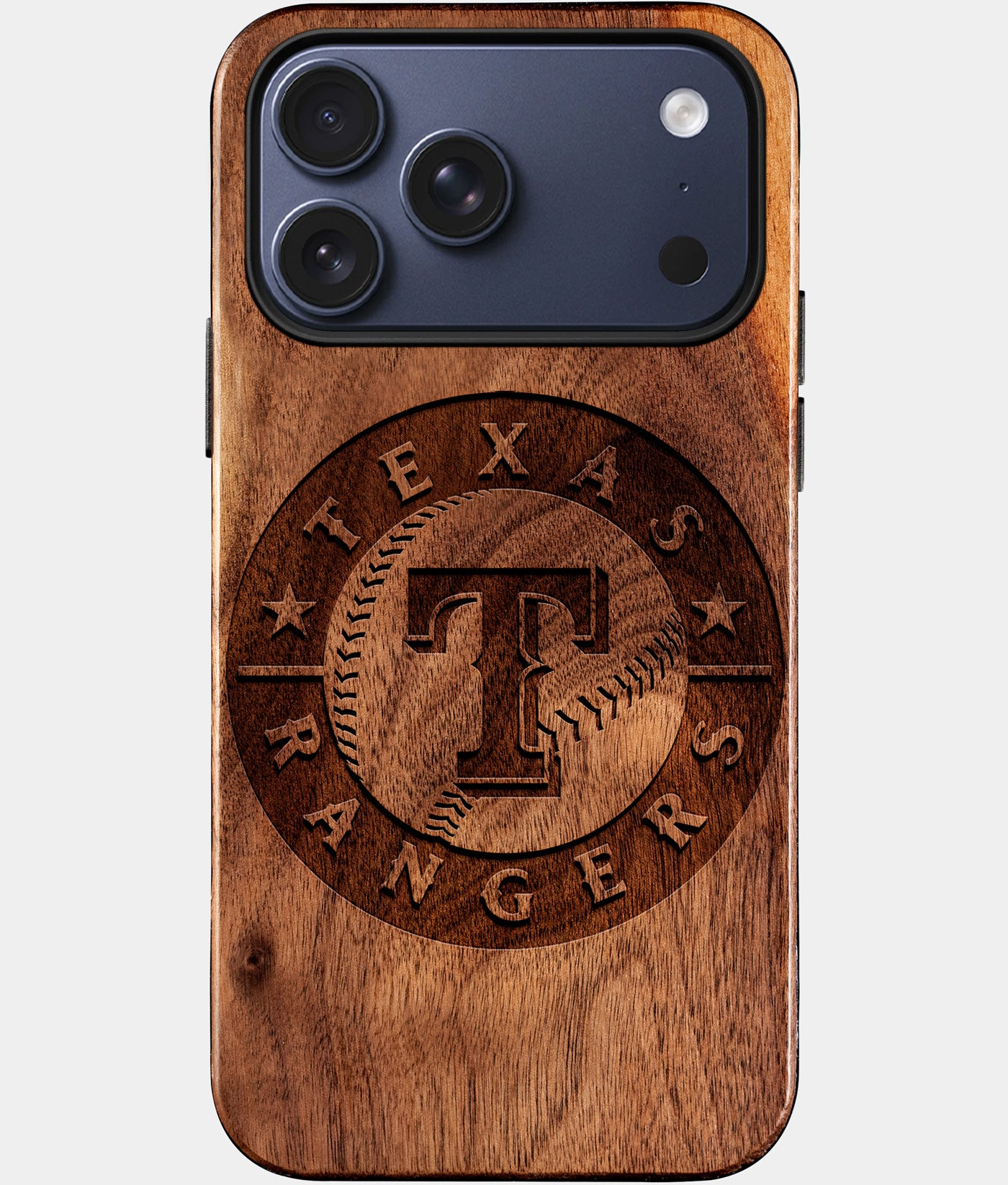 Eco-friendly Texas Rangers iPhone 17 Pro Max Case - Carved Wood Custom Texas Rangers Gift For Him - Monogrammed Personalized iPhone 17 Pro Max Cover By Engraved In Nature