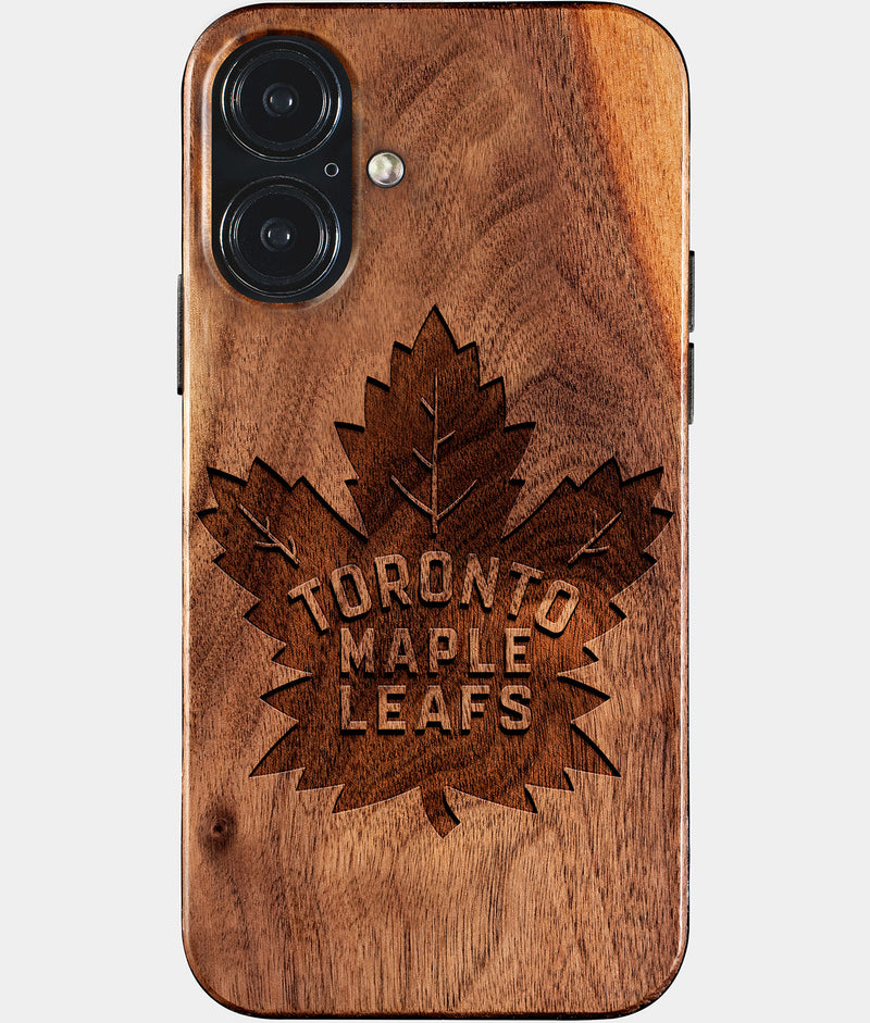 Eco-friendly Toronto Maple Leafs iPhone 17 Case - Carved Wood Custom Toronto Maple Leafs Gift For Him - Monogrammed Personalized iPhone 17 Cover By Engraved In Nature