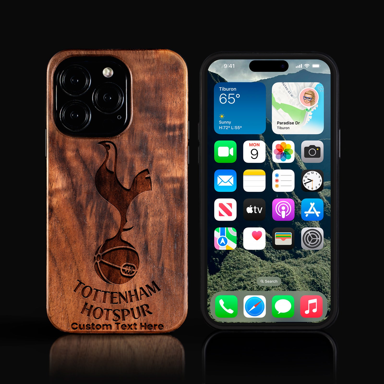 Custom Tottenham Hotspur F.C. iPhone 16/16 Pro/16 Pro Max/16 Plus Case - Carved Wood Tottenham Hotspur FC Cover