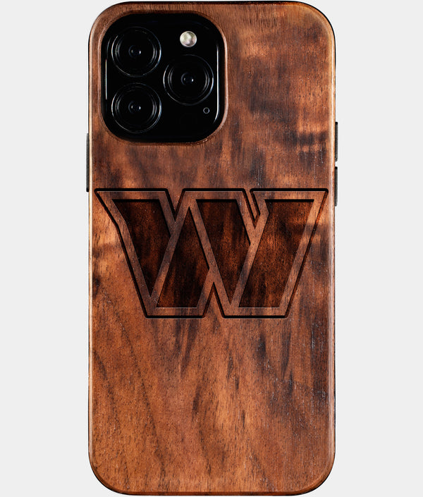 Custom Washington Commanders iPhone 16/16 Pro/16 Pro Max/16 Plus Case - Wood Washington Commanders Cover - Eco-friendly Washington Commanders iPhone 16 Case - Carved Wood Custom Washington Commanders Gift For Him - Monogrammed Personalized iPhone 16 Cover By Engraved In Nature