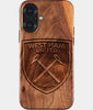 Eco-friendly West Ham United FC iPhone 17 Case - Carved Wood Custom West Ham United FC Gift For Him - Monogrammed Personalized iPhone 17 Cover By Engraved In Nature