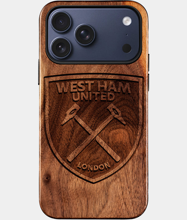 Custom West Ham United F.C. iPhone 17/17 Pro/17 Pro Max/17 Air Case - Wood West Ham United FC Cover - Eco-friendly West Ham United FC iPhone 17 Case - Carved Wood Custom West Ham United FC Gift For Him - Monogrammed Personalized iPhone 17 Cover By Engraved In Nature