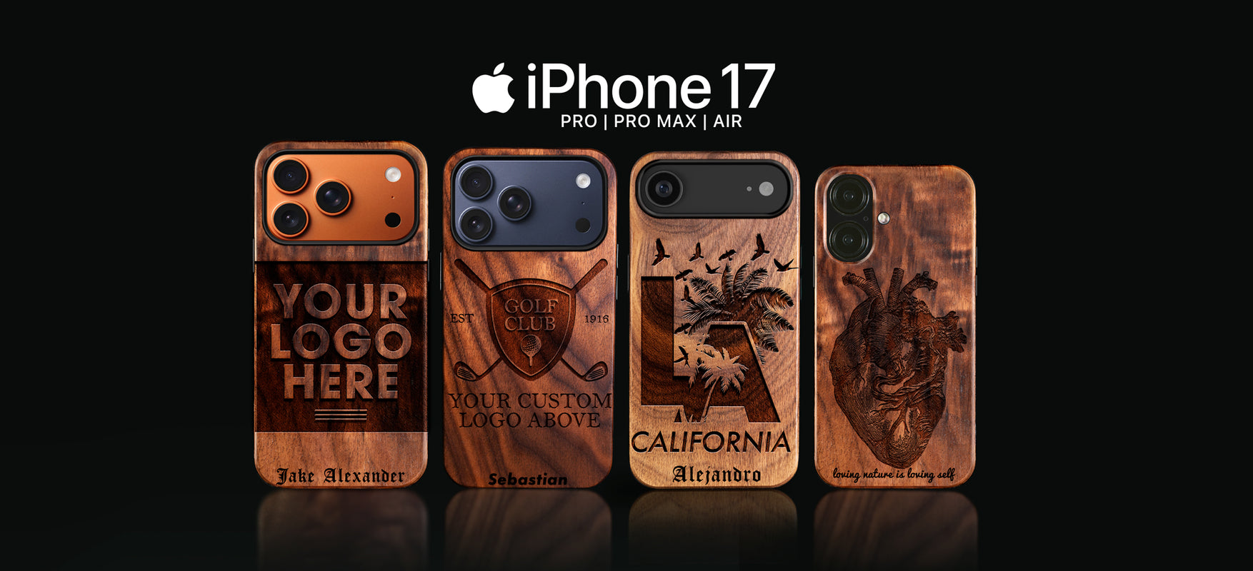 Custom iPhone 17, iPhone Pro, iPhone 17 Pro Max, iPhone 17 Air Case - Custom Eco Friendly Wooden MagSafe Carved iPhone 17 Series iPhone Covers, Company Event Gifts, iPhone Cases Wood Accessories - Made By Engraved In Nature, Biodegradable Mous, Pela, Casetify, Toast, Alto Collective, Wudn, Carved, Kerf, Kenway, Komodoty, Grovemade, Bewood, Moment, Woodgraw, Woodcessories, Pono Wood, KoaWood, Caseyard, Kasemakers, engraversdungeom, OtterBox iPhone Cover Alternative - Biodegradable Compostable Phone Case