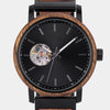 AlderWood Custom Face Watch - Custom Black Automatic Mechanical Wood Watch For Men