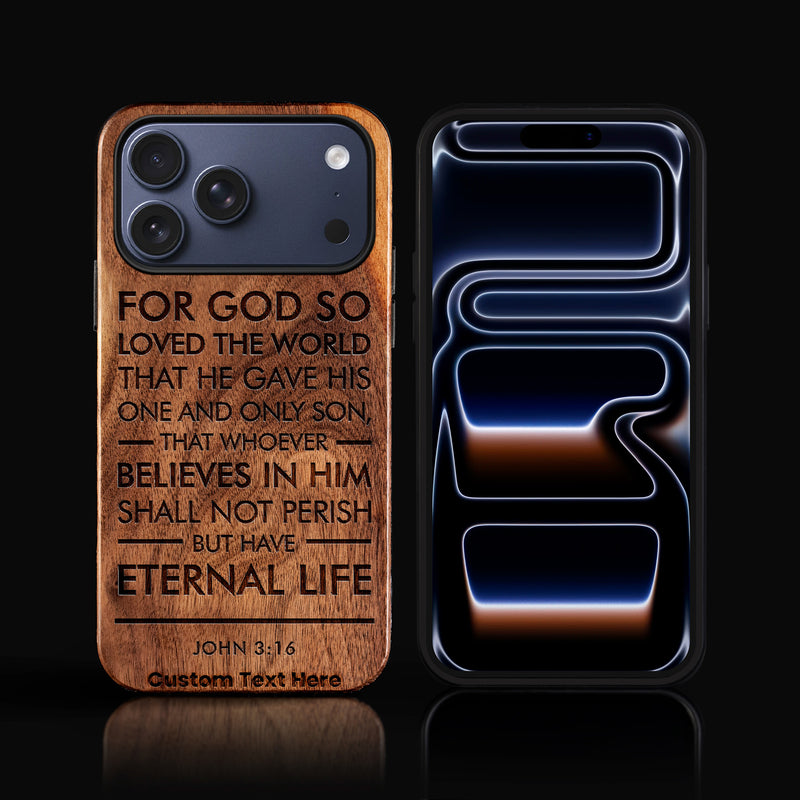Custom Engraved Bible Verse iPhone 17 Series Cases. Personalized Wood Religious gifts for christians christian gifts for men and women Philippians 4:13 engraved with your favorite Bible verse. This personalized scripture phone case lets you showcase any verse from Genesis to Revelation. Ideal as a gift for baptisms, congregation gifts, pastor gifts, confirmations, birthdays, or daily encouragement for Christians.
