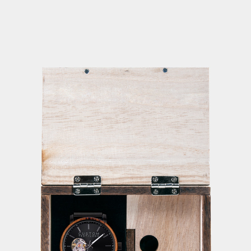 AlderWood Custom Face Watch - Custom Black Automatic Mechanical Wood Watch For Men