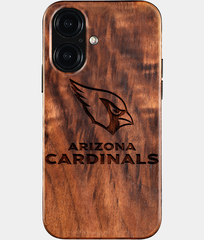 Eco-friendly Arizona Cardinals iPhone 16 Case - Carved Wood Custom Arizona Cardinals Gift For Him - Monogrammed Personalized iPhone 16 Cover By Engraved In Nature