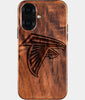 Eco-friendly Atlanta Falcons iPhone 16 Case - Carved Wood Custom Atlanta Falcons Gift For Him - Monogrammed Personalized iPhone 16 Cover By Engraved In Nature